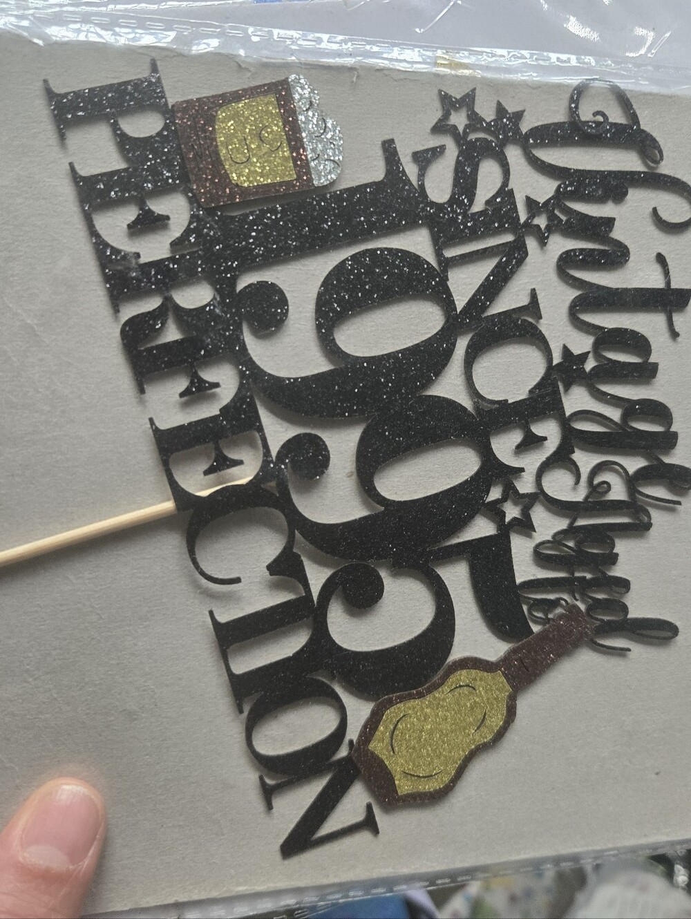 Glitter Black "100% Perfection" Cake Topper for Parties